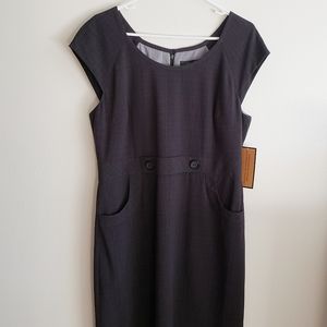 NEW Tahari Button Waist w/ pockets Grey Dress